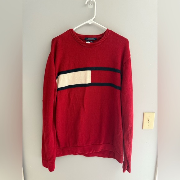Tommy Hilfiger Knit Pullover Sweater Mens SZ L Long Sleeve Crew Neck Preppy Fall - Picture 1 of 7